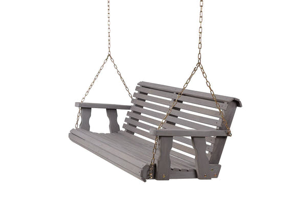 Amish Casual 3 Foot Roll Back Porch Swing in Grey Stain with Clearcoat