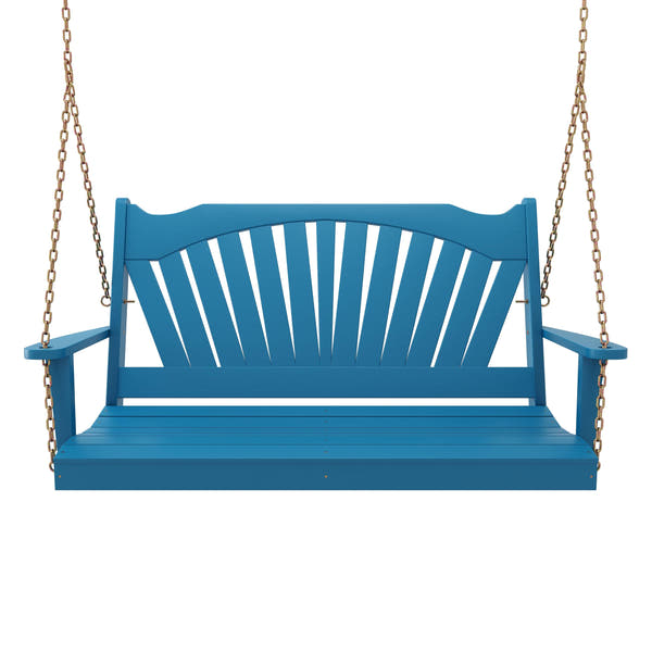 Keystone Amish Co. Sunburst Porch Swing, 6 Foot, Carribean Blue