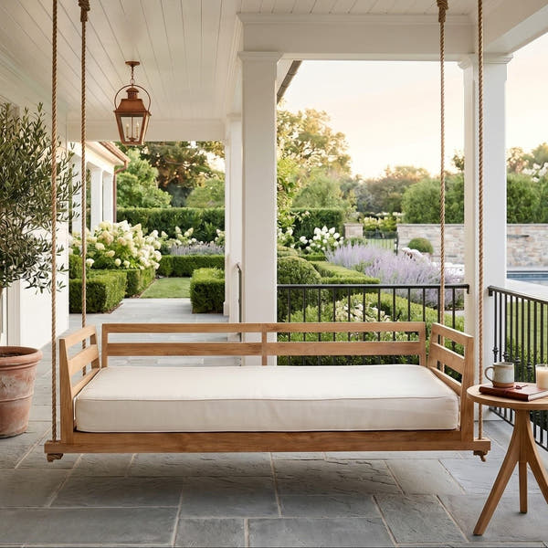 East Green Caldwell Grade-A Teak Twin Porch Swing Bed