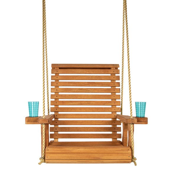 Amish Casual Heavy Duty Cedar Stain Roll Back Swing Chair