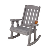 Wooden Mission Rocking Chair in Grey Stain with Cup Holders