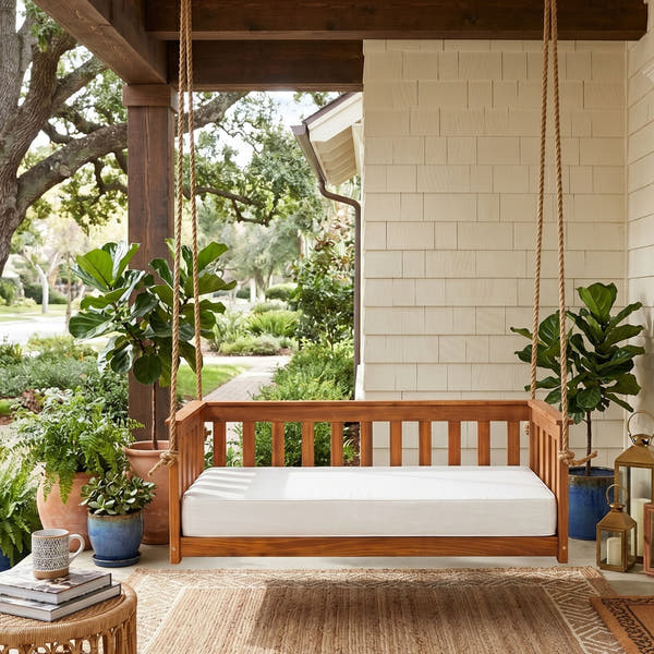 East Green Charleston Daybed Swing with Cushion, Crib Size