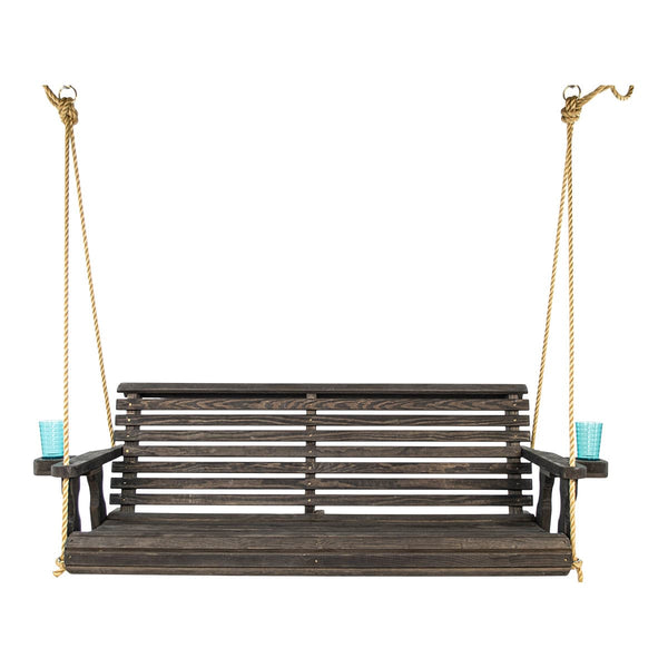 Amish Casual 3 Foot Roll Back Porch Swing in Dark Walnut Stain