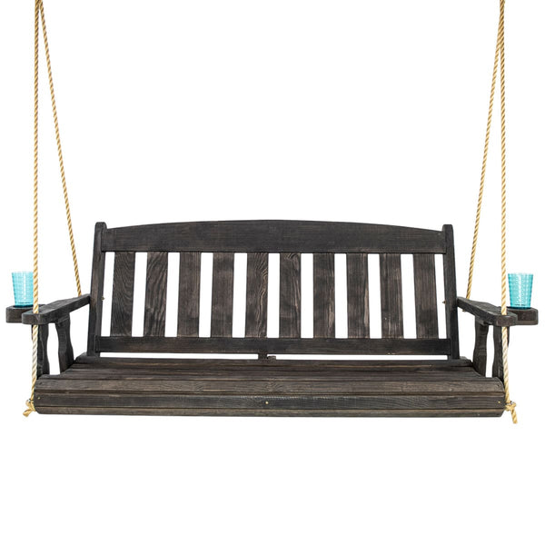 Amish Casual 6 Foot Semi-Solid Black Stain Mission Porch Swing with Clearcoat
