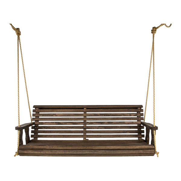 Amish Casual 6 Foot Roll Back Porch Swing in Dark Walnut Stain