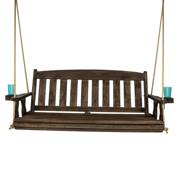 Amish Casual 4 Foot Dark Walnut Stain Mission Porch Swing with Clearcoat