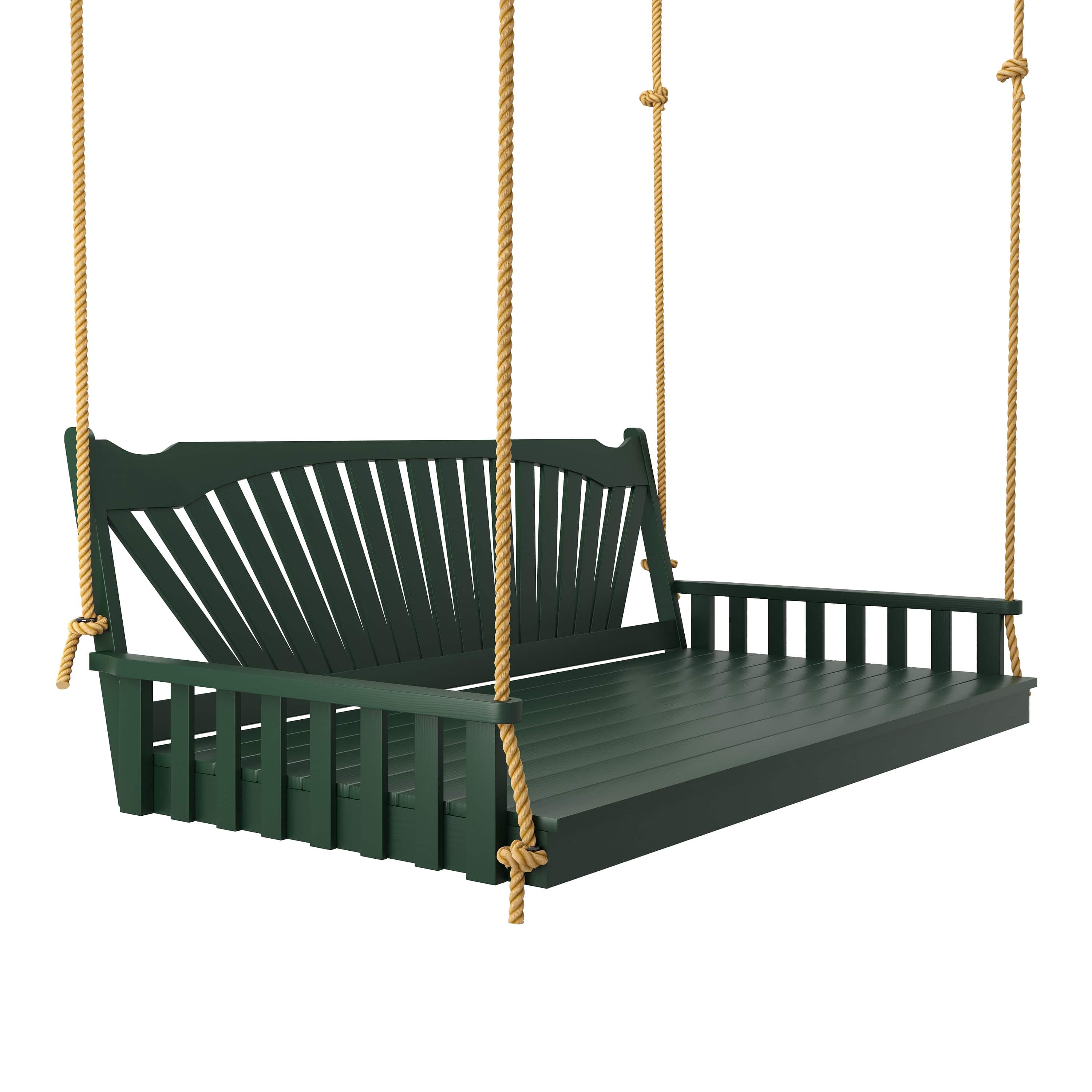 Keystone Amish Co. 6 Foot Sunburst Porch Swing Bed, Dark Green Paint
