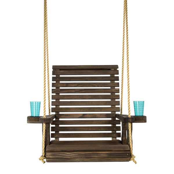 Amish Casual Heavy Duty Dark Walnut Stain Roll Back Swing Chair