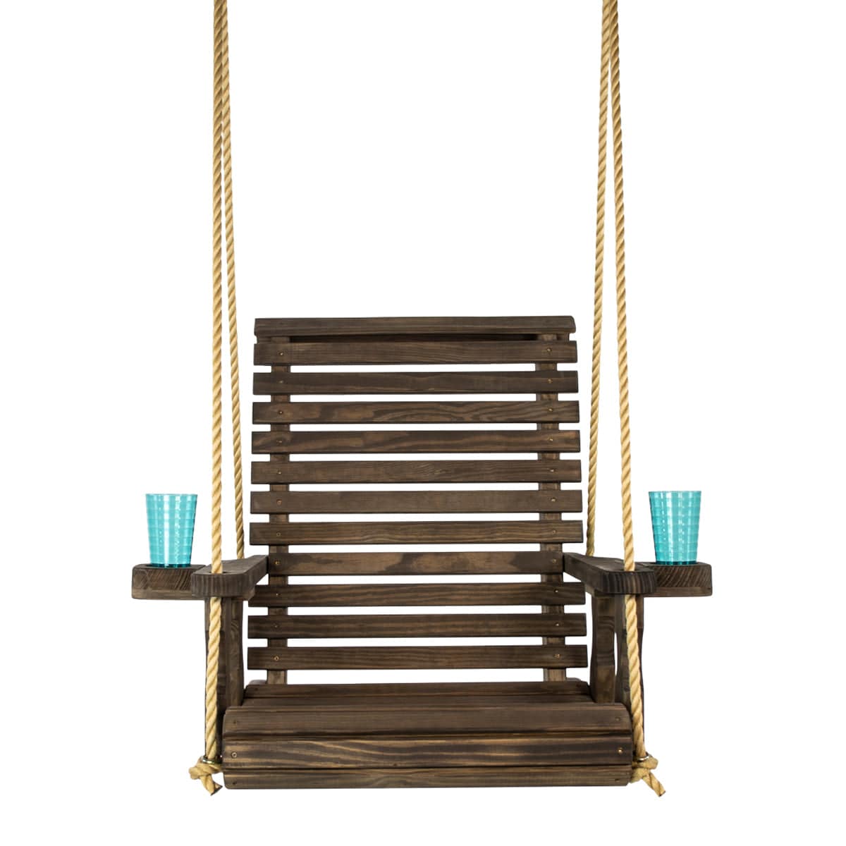 Amish Casual Heavy Duty Dark Walnut Stain Roll Back Swing Chair