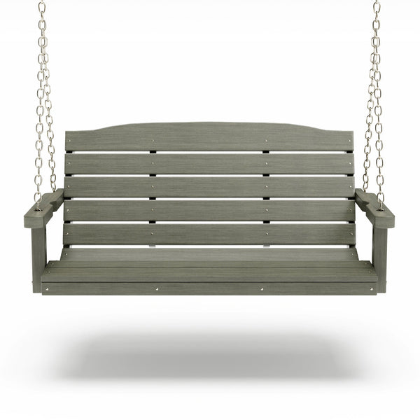 SimplyPoly 5 Foot Amish Made Classic Recycled Plastic Porch Swing, Driftwood Grey Wood Grain