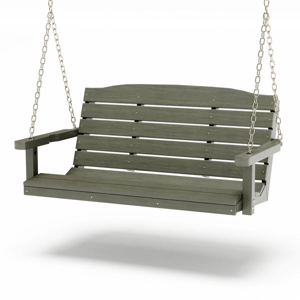 SimplyPoly 4 Foot Amish Made Classic Recycled Plastic Porch Swing, Driftwood Grey Wood Grain