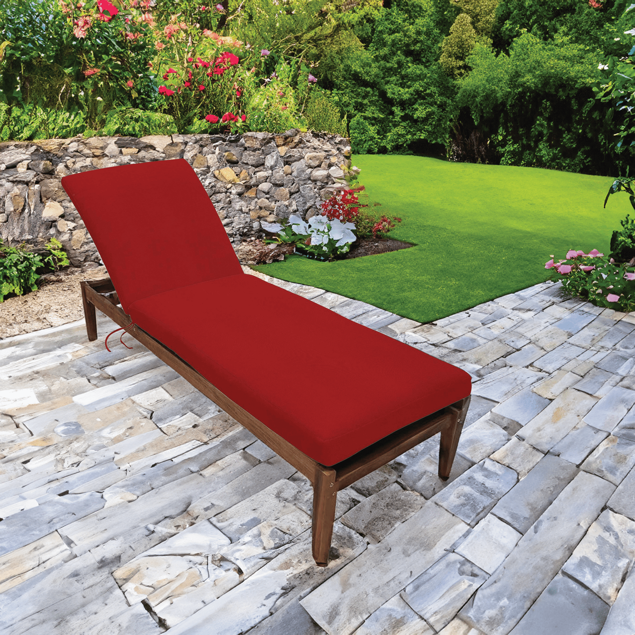 Seat Cushion Red Outdoor Chaise Lounge Cushions Sunbrella Canvas
