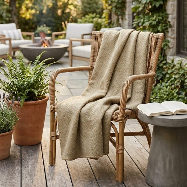 East Green Chevron Outdoor Throw Blanket