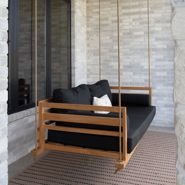 East Green Caldwell Grade-A Teak Twin Porch Swing Bed