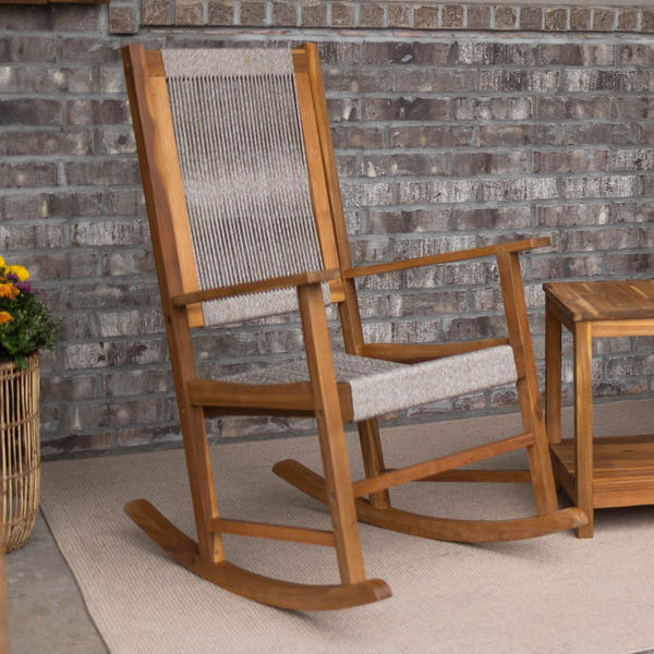 East Green Hudson Modern Outdoor Rocking Chair with Tan Ropes