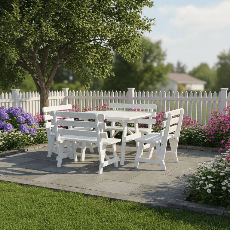 Keystone Amish Co. 5 Piece Pine Dining Set with Backed Benches