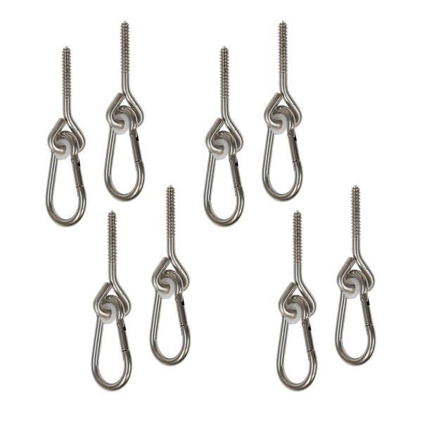 Barn-Shed-Play Stainless Steel Threaded Snap Hook Swing Hangers (Set of 4)