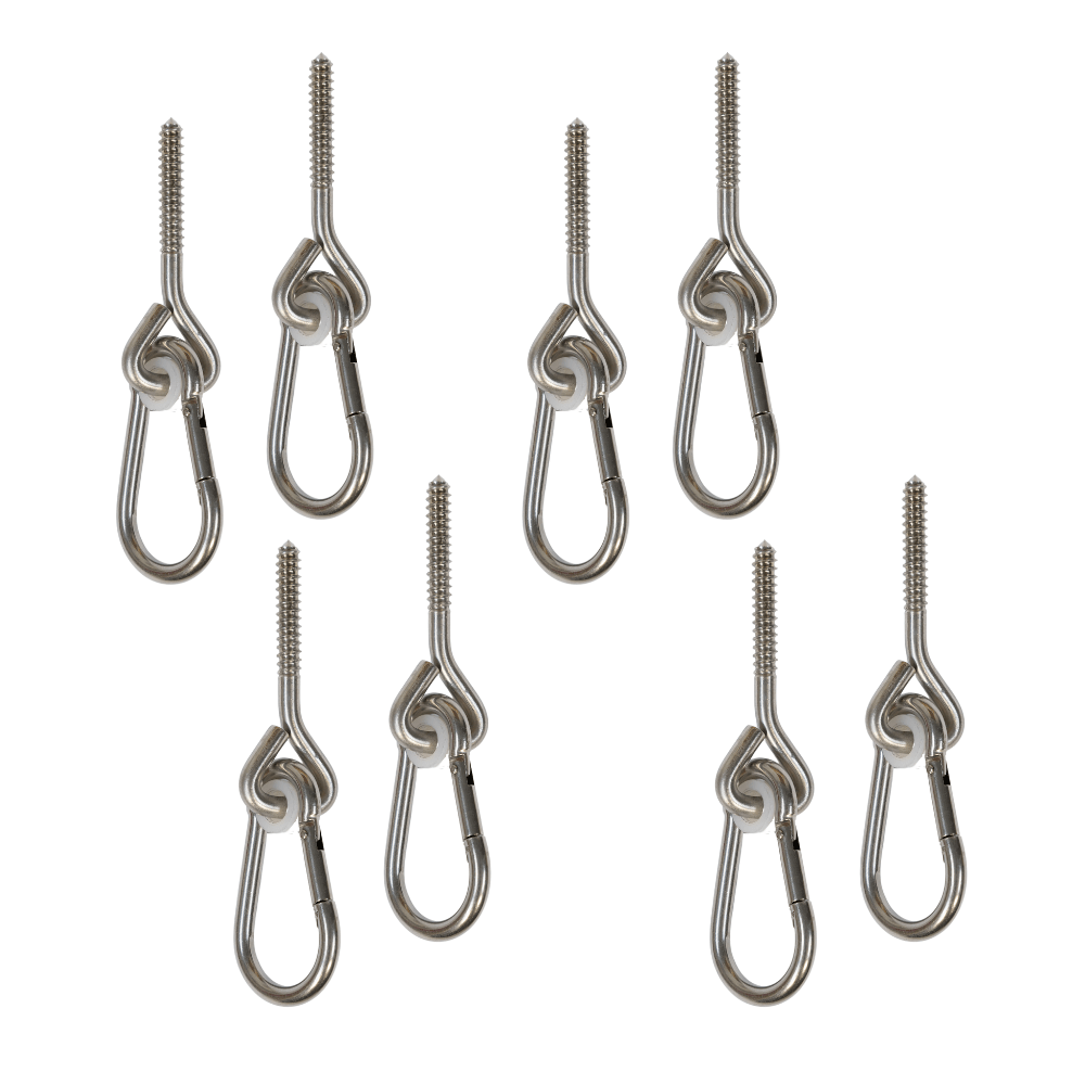 Barn-Shed-Play Stainless Steel Threaded Snap Hook Swing Hangers (Set of 4)