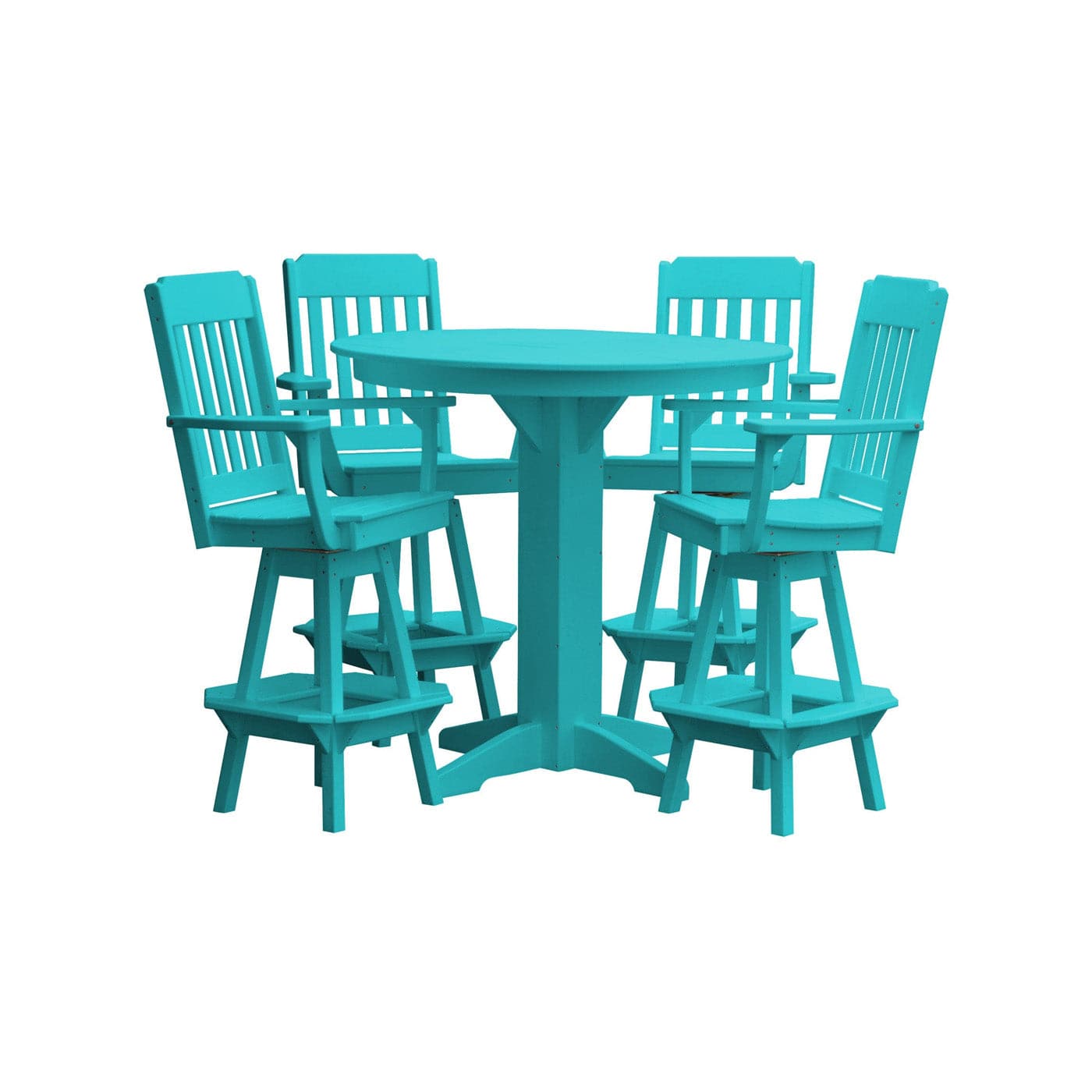 Keystone Amish Co. Traditional 5-Piece Bar Poly Dining Set with Round Table