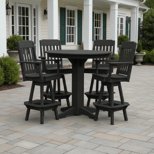 Keystone Amish Co. Traditional 5-Piece Bar Poly Dining Set with Round Table