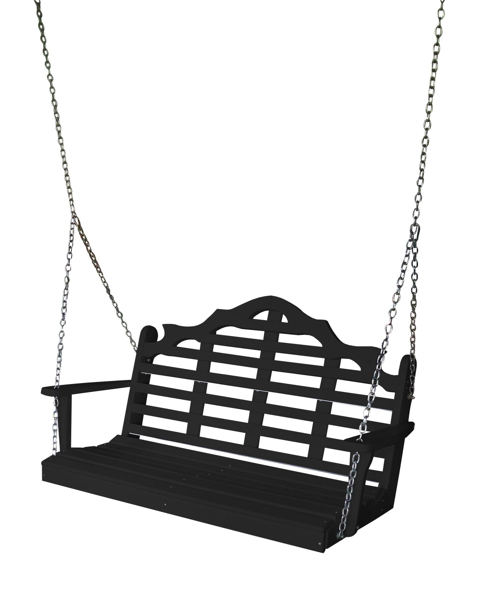 Keystone Amish Co. 5 Foot Milan Recycled Plastic Porch Swing, Black