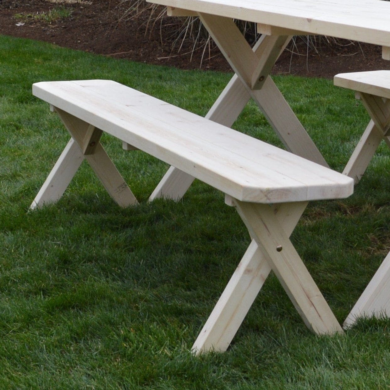 Keystone Amish Co. Spruce Crossleg Wooden Outdoor Dining Bench
