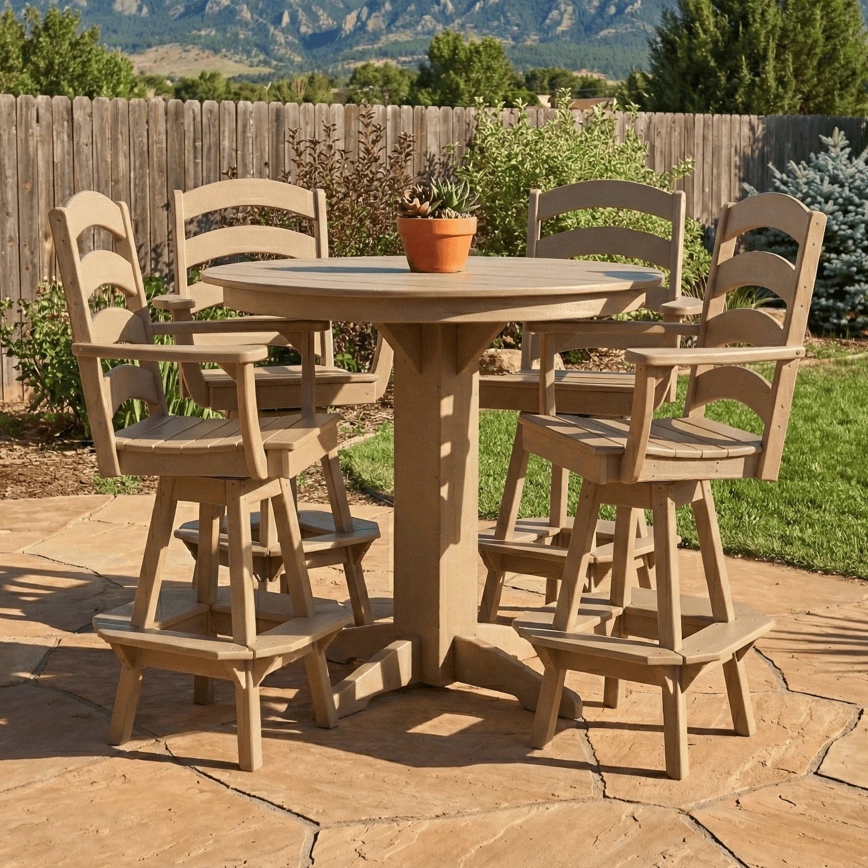 Keystone Amish Co. Poly Composite Josie 5-Piece Bar Dining Set with Round Table
