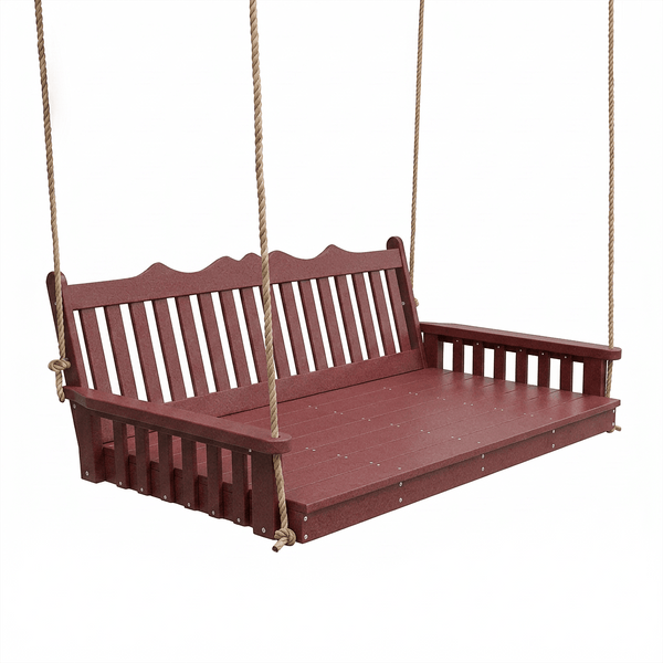 Keystone Amish Co. 6 Foot York Recycled Plastic Swing Bed, Cherry Wood