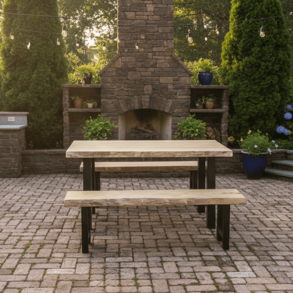 Keystone Amish Co. Elsmere Table with 2 Elsmere Benches