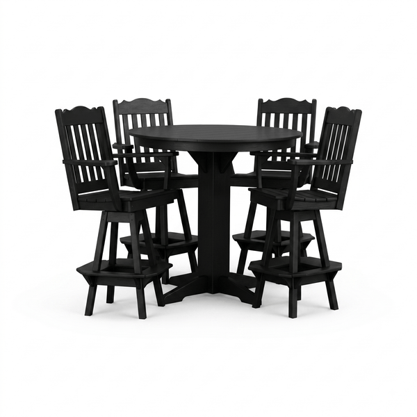 Keystone Amish Co. York 5-Piece Poly Bar Dining Set with Round Table