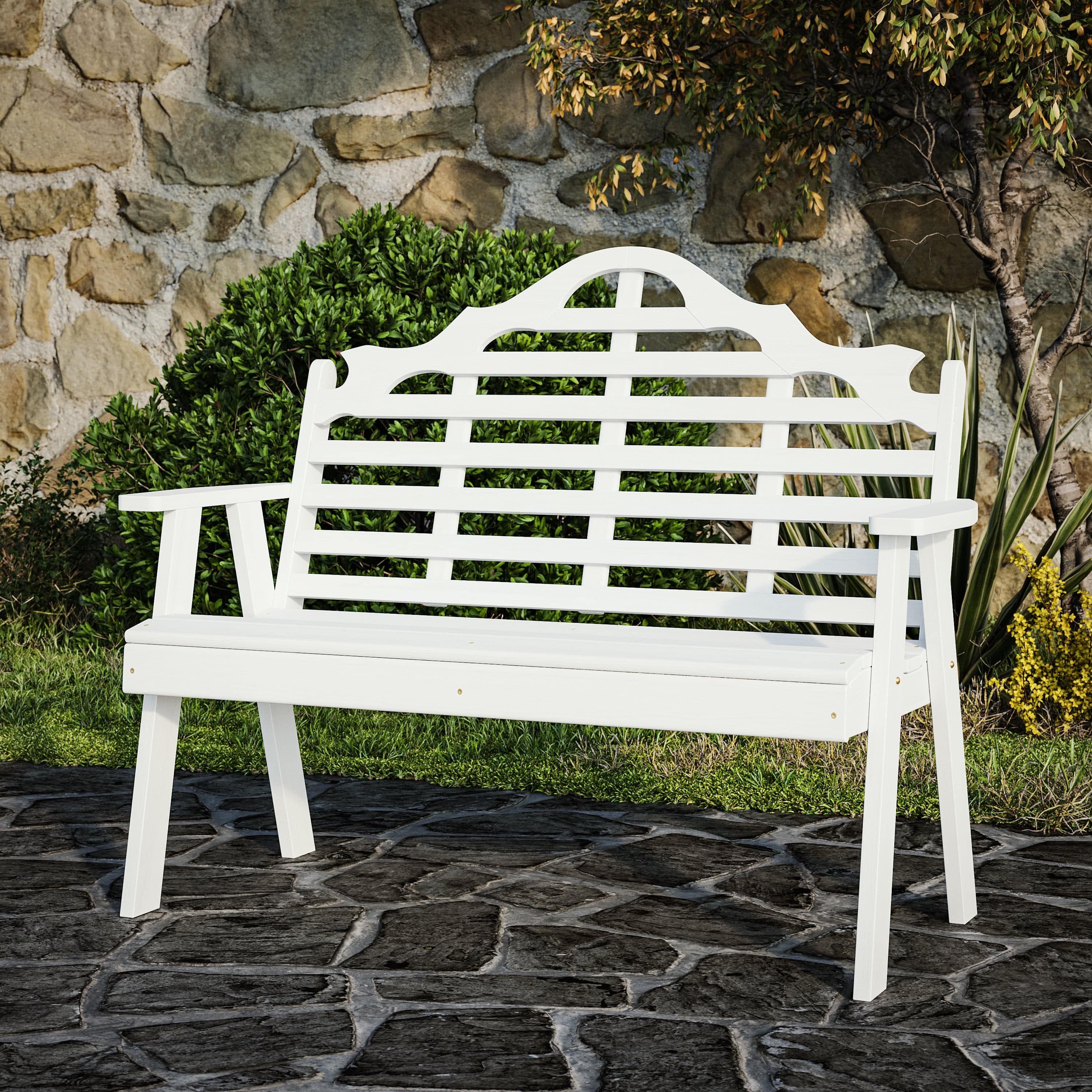 Milan Garden Bench in Bright White