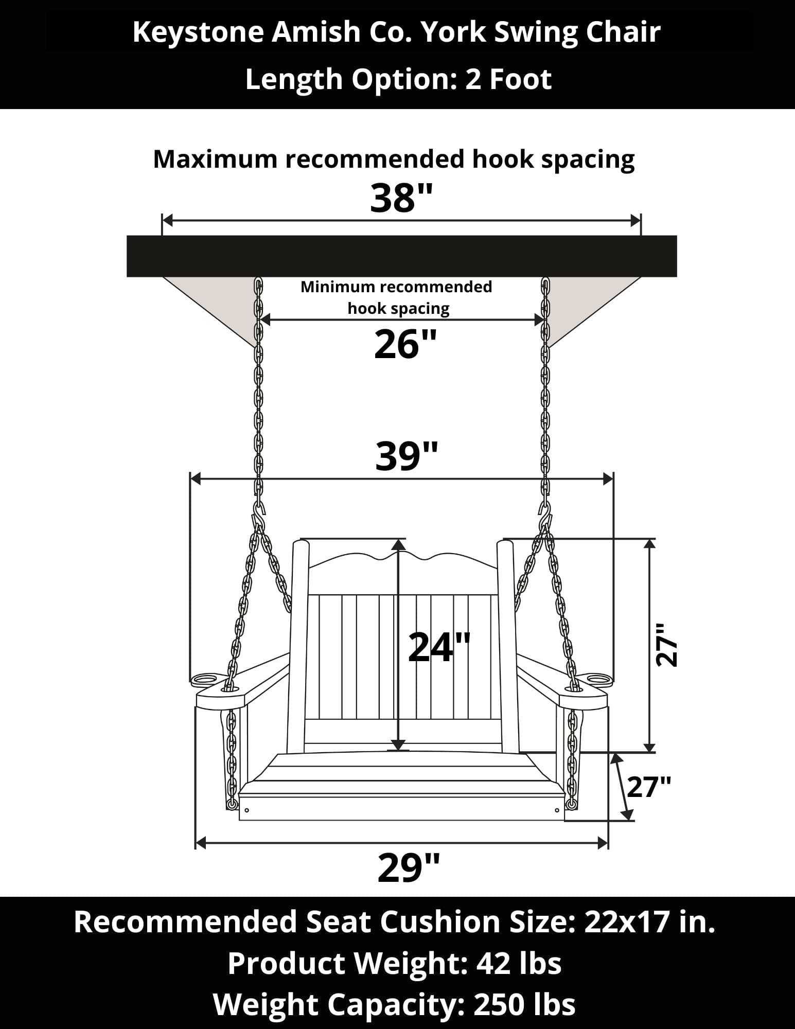 Keystone Amish Co. York Swing Chair, Mushroom Stain