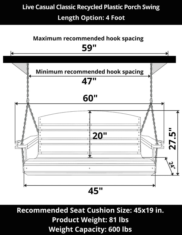 Live Casual Classic Composite Porch Swing