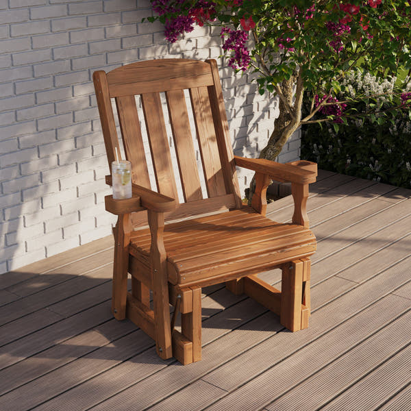 Amish Casual Heavy Duty 600 Lb High Back Mission Treated Glider Chair