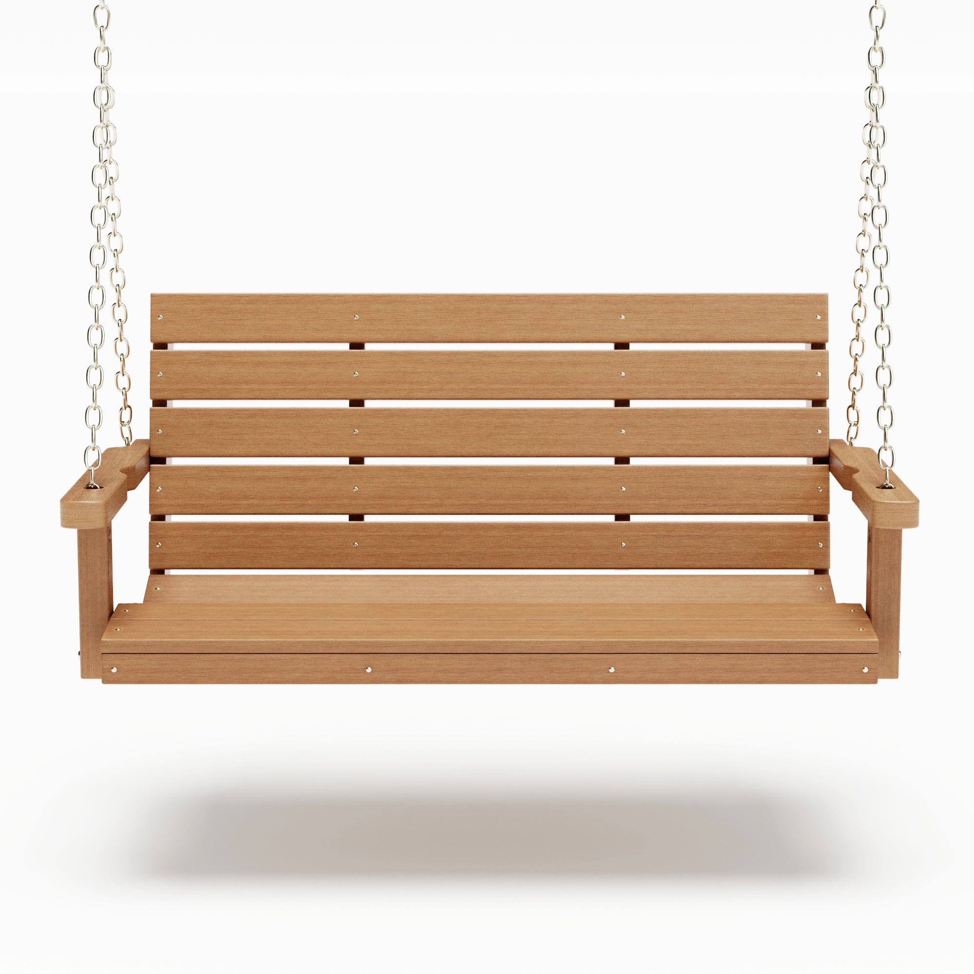 SimplyPoly 4 Foot Amish Made Signature Recycled Plastic Porch Swing, Natural Teak Wood Grain