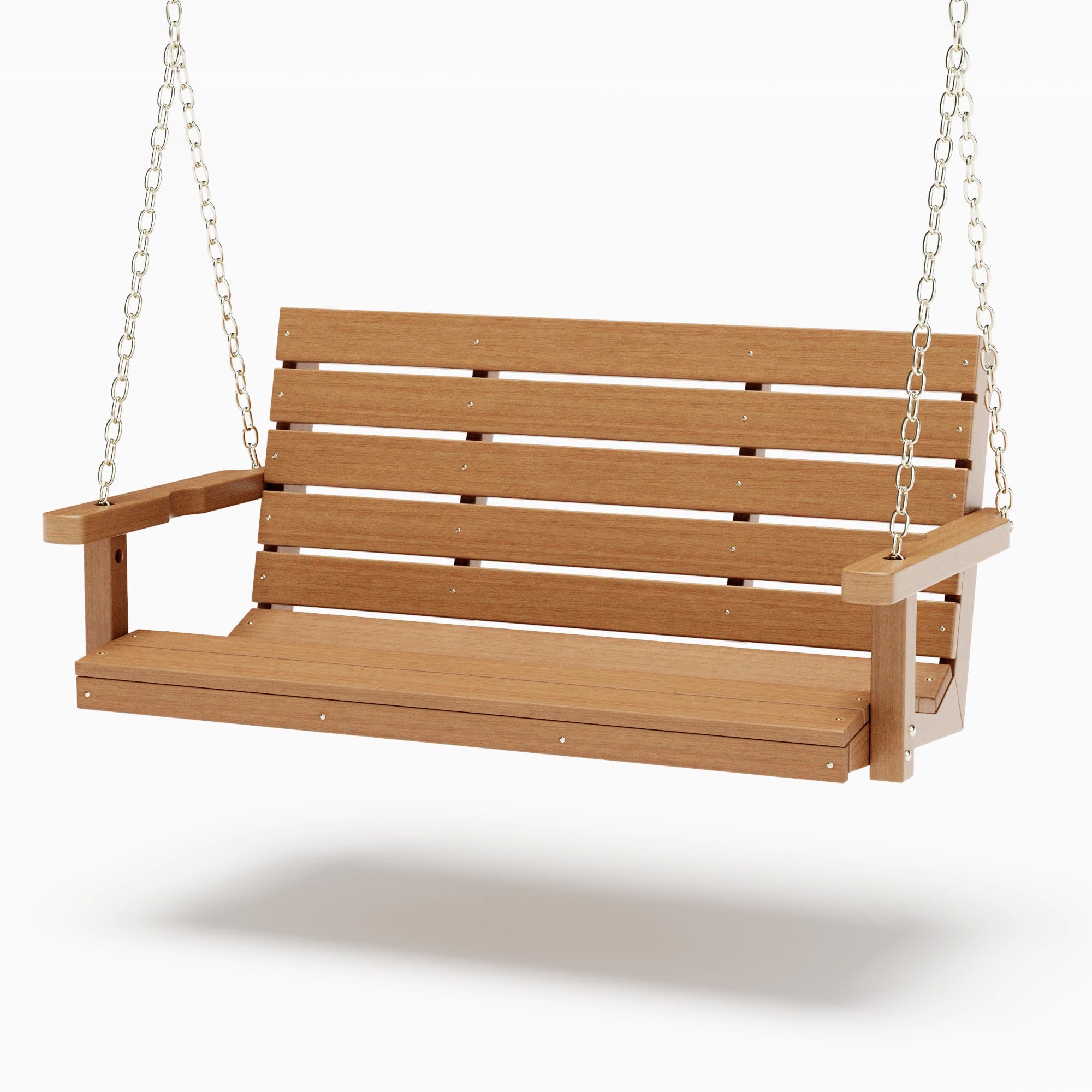 SimplyPoly 4 Foot Amish Made Signature Recycled Plastic Porch Swing, Natural Teak Wood Grain
