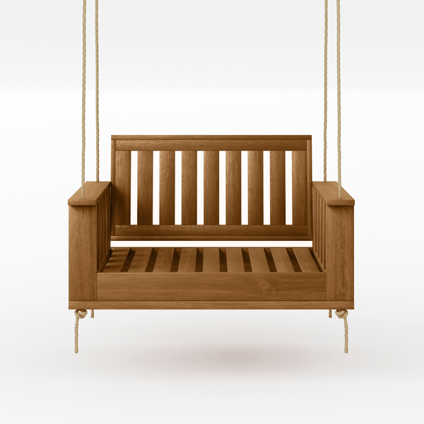 Amish Casual Rockford Daybed Swing Package with Included Cushions, Lounge, Oak Stain with Clearcoat