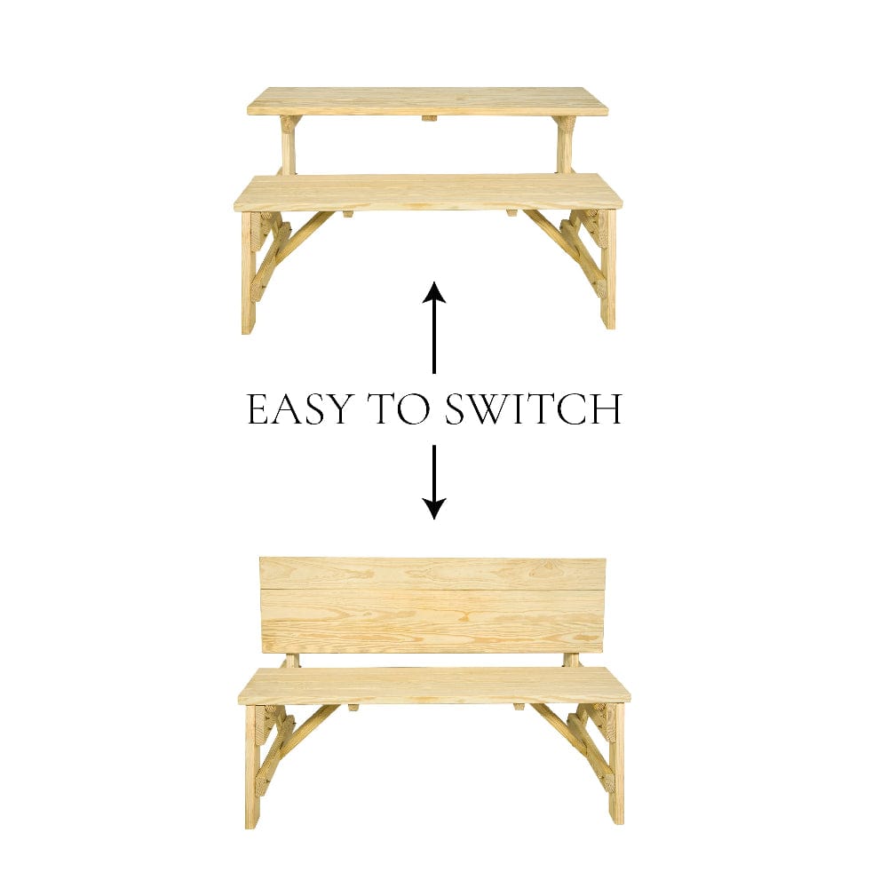 Amish Casual Heavy-Duty 2-in-1 Convertible Bench Picnic Table