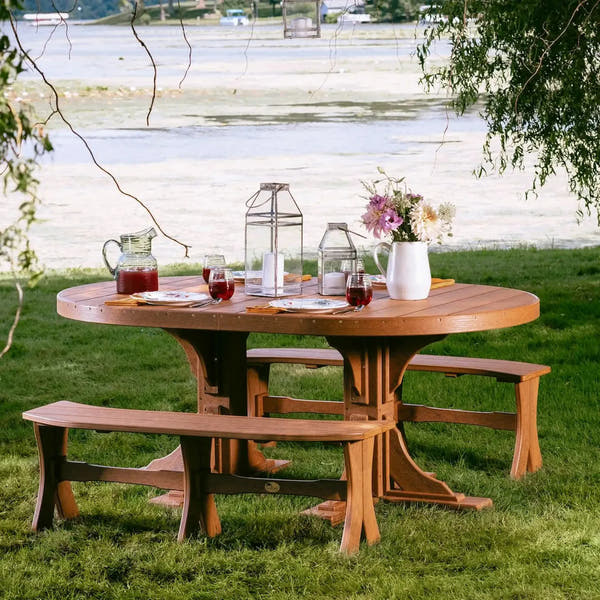 Luxcraft Poly Composite Oval Dining Table & Bench Set