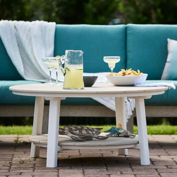 Conversation table in Birch and White