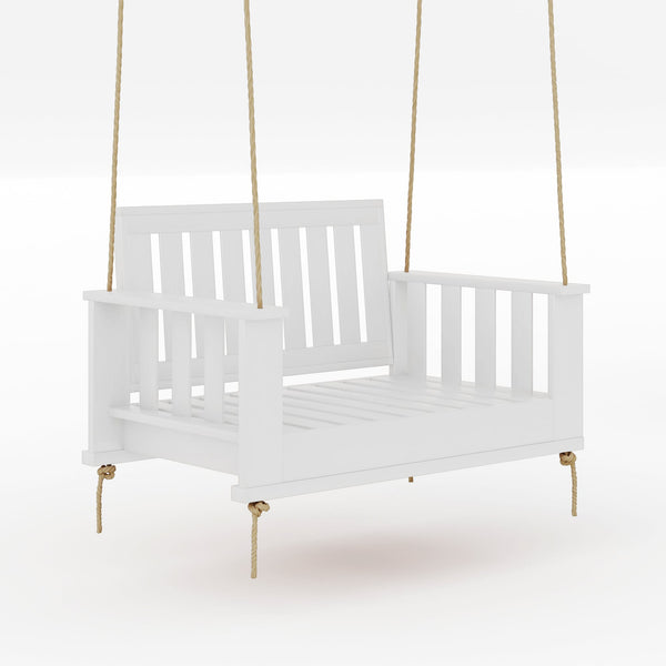 Amish Casual Rockford Daybed Swing Package with Included Cushions, Lounge, Pure White Paint