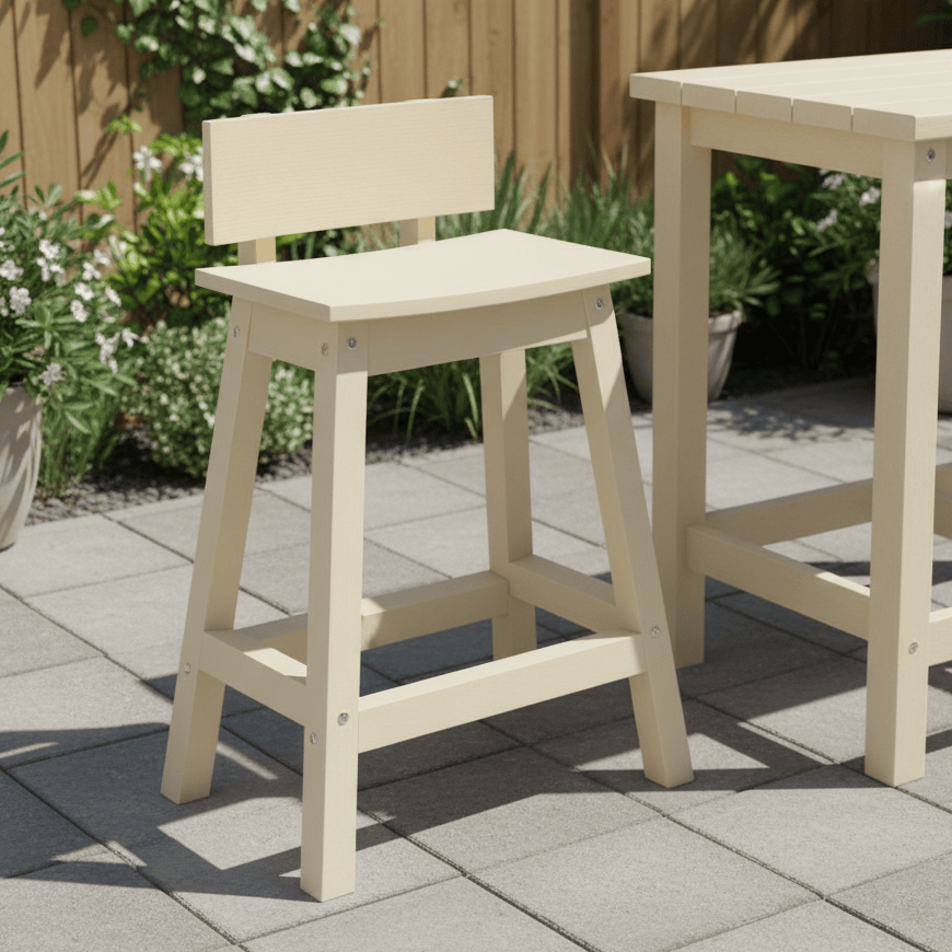 SoPoly Saddle Poly Counter Height Bar Stool with Back