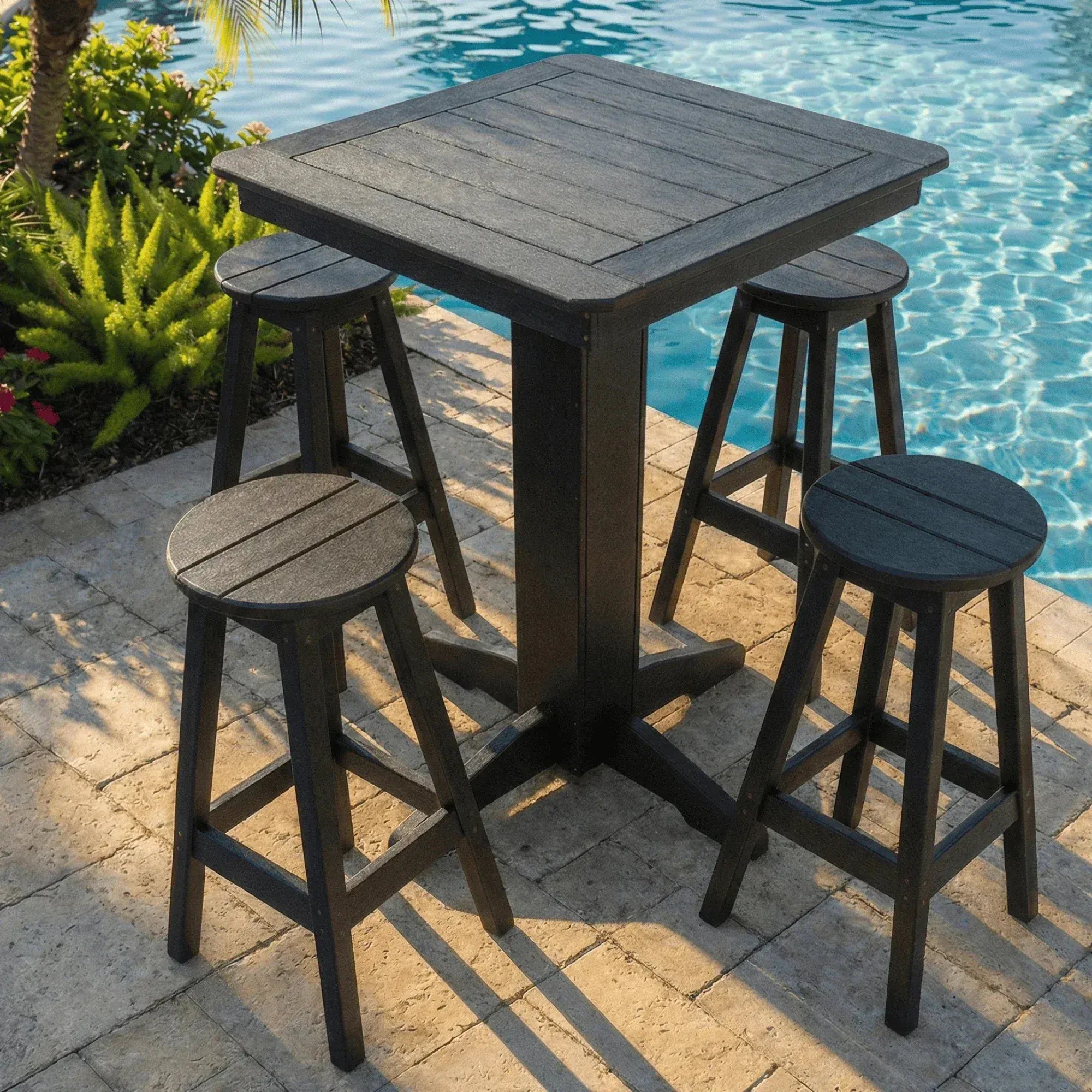 Keystone Amish Co. Sierra 5-Piece Poly Bar Stool Dining Set