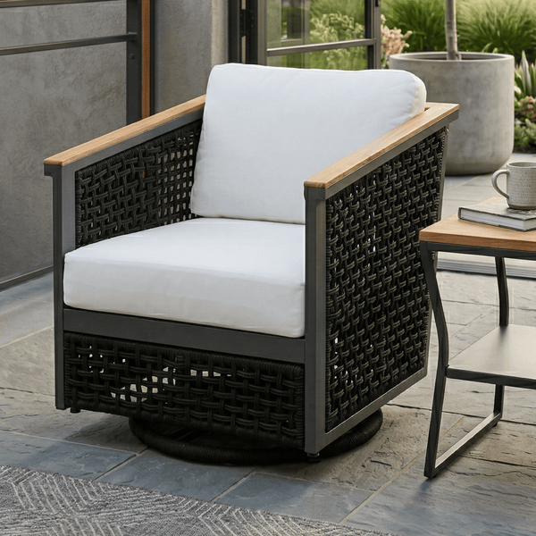 East Green Linden Swivel Chair with Cushions