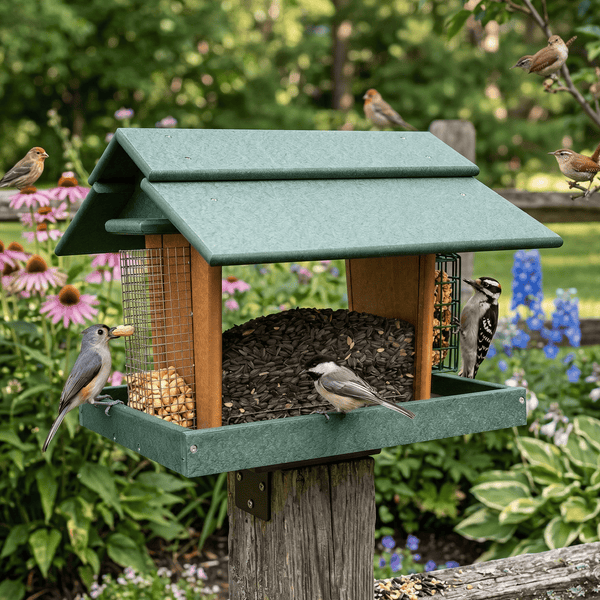 Stratton Field Poly Lumber Post-Mount Grand Station Bird Feeder with Screen Floor