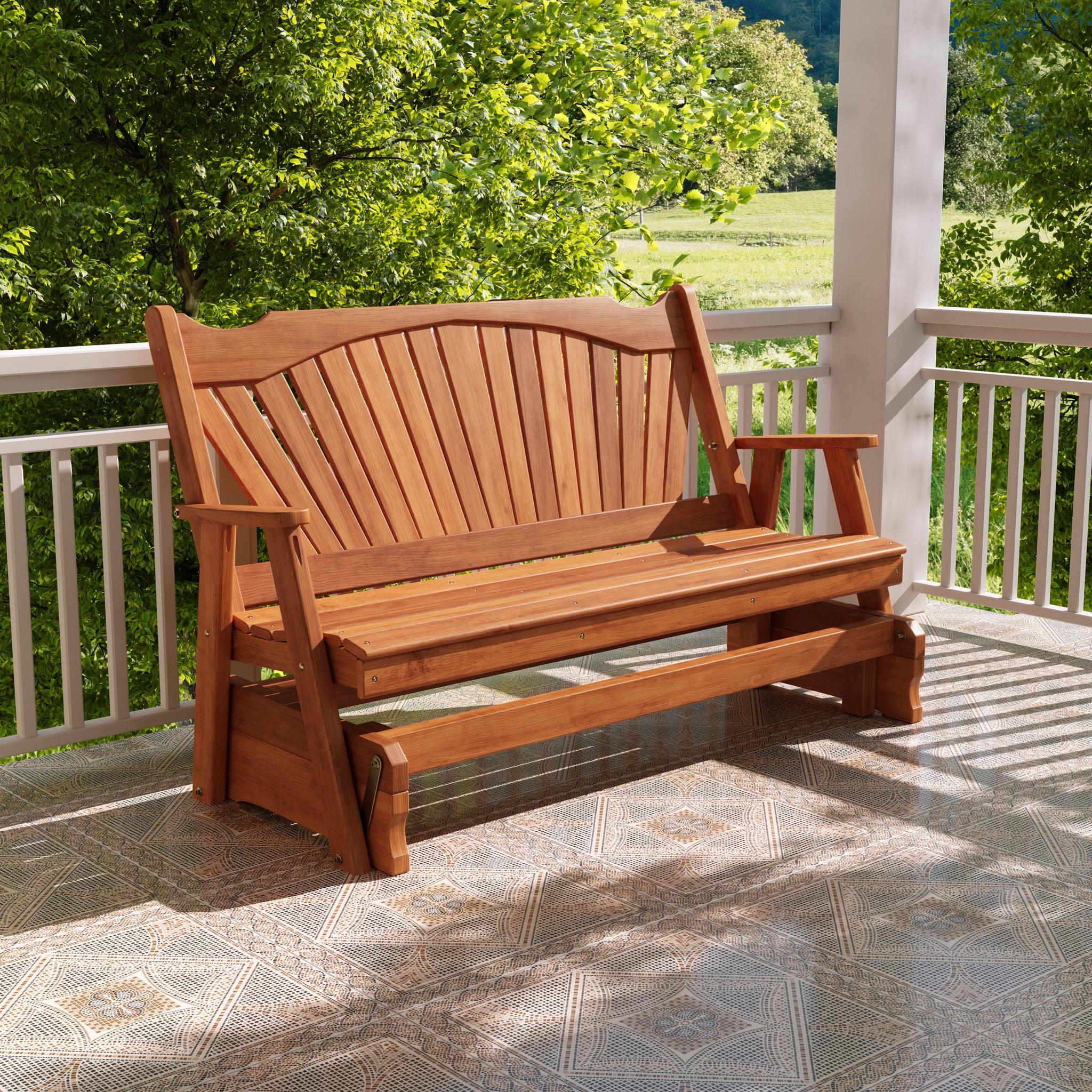 Bench Glider 4' Cedar Porch Glider Rustic Amish-Made Two