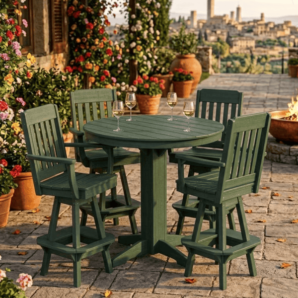 Keystone Amish Co. Traditional 5-Piece Bar Poly Dining Set with Round Table