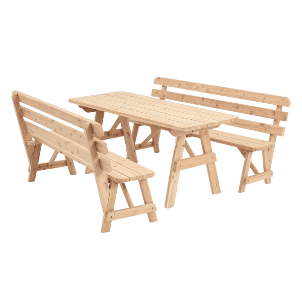 Keystone Amish Co. Red Cedar Outdoor Table with Backed Benches