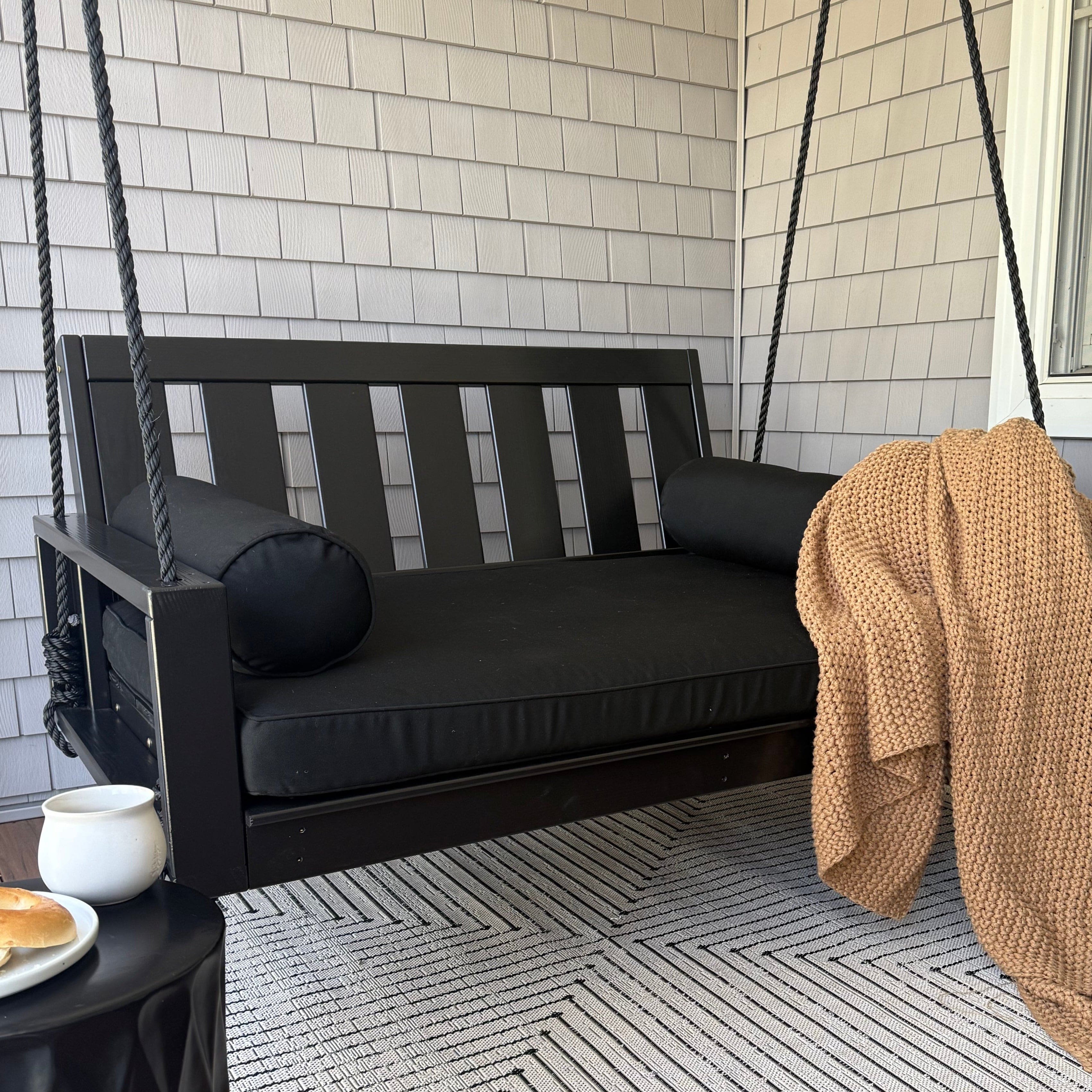 Amish Casual 5 Foot Uptown Porch Swing Bed in Tricorn Black Paint