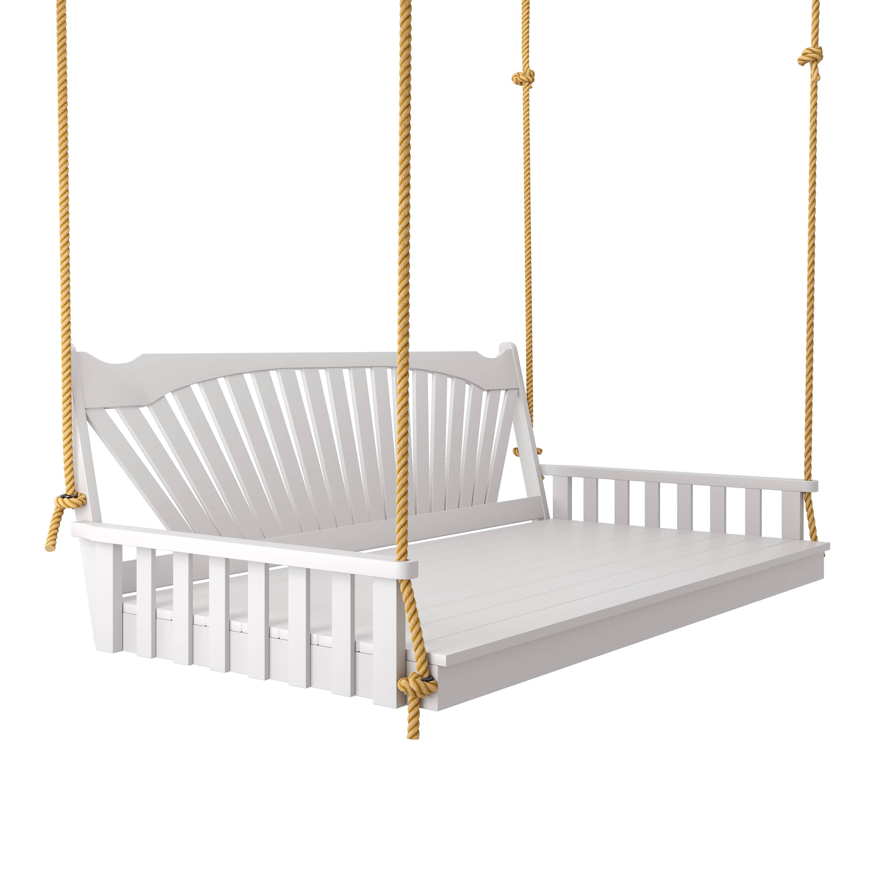 Keystone Amish Co. 6 Foot Sunburst Porch Swing Bed, White Paint